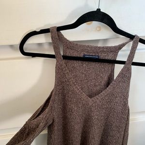 Brown cold shoulder sweater